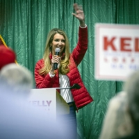 Sen. Kelly Loeffler greets supporters at a rally at the Georgia National Fairground in Perry, Georgia, on Nov. 19. | AUDRA MELTON / THE NEW YORK TIMES