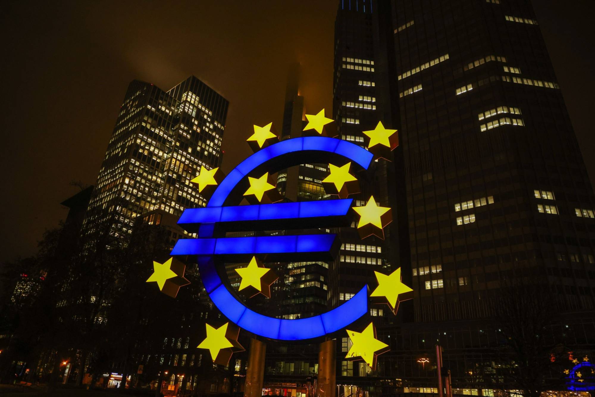 The European Central Bank has repeatedly voiced concerns about the rising share of nonperforming loans in the eurozone. | BLOOMBERG