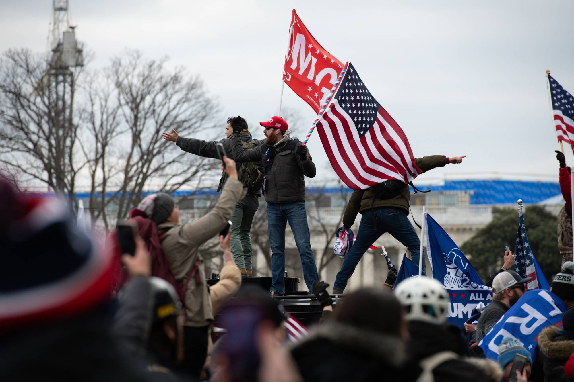 Demonstrators enter the U.S. Capitol after breaching security fencing during a protest in Washington, D.C., on Wednesday. One person was shot and died during the incident.  |  BLOOMBERG