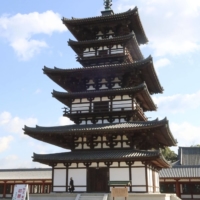 Starting in March, visitors will be allowed on a platform at the East Pagoda of Yakushiji Temple in Nara, which has undergone its first major renovation in more than a century. | KYODO