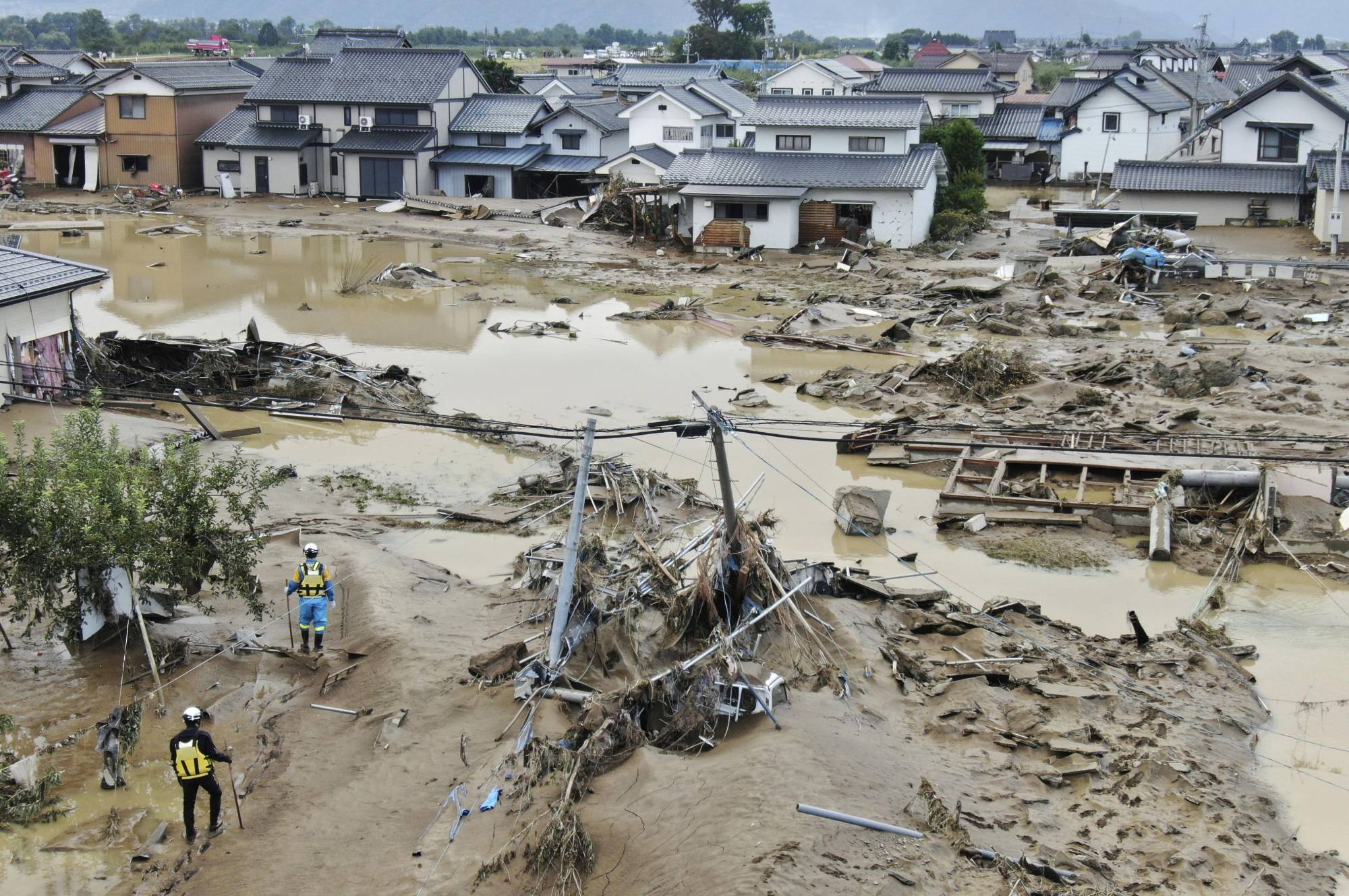 Some parts of Nagano Prefecture were heavily damaged by Typhoon Hagibis in October 2019. | KYODO
