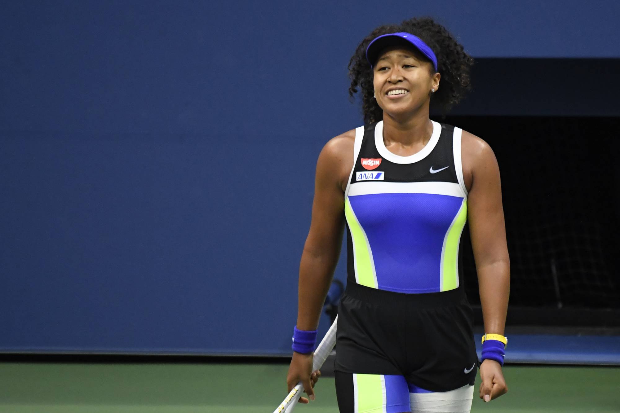 Naomi Osaka celebrates after the final point of her win over Victoria Azarenka in the U.S. Open women's singles final in New York on Sept. 12, 2020. | USA TODAY / VA REUTERS