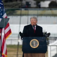 U.S. President Donald Trump speaks near the White House in Washington last Wednesday.  | BLOOMBERG