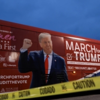 The March for Trump bus in Macomb County, Michigan, in December  | REUTERS 