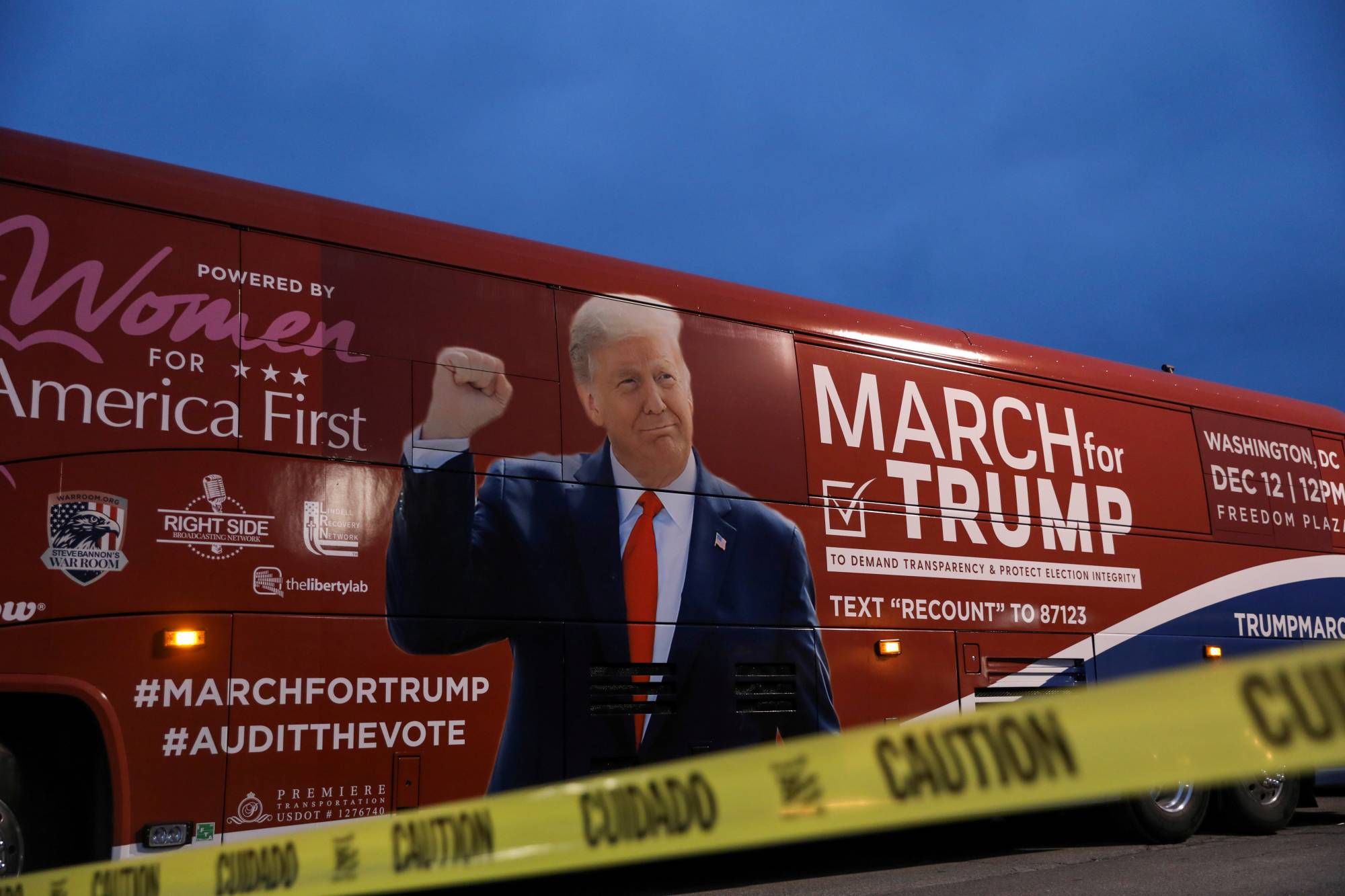 The March for Trump bus in Macomb County, Michigan, in December | Reuters 