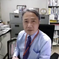 Kazuhiro Tateda speaks during an online news conference after an NPB-J. League task force meeting on Tuesday. | KAZ NAGATSUKA