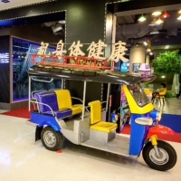 A man and his company were referred to prosecutors Wednesday for allegedly operating an unlicensed taxi service in Yokohama using a three-wheeled motorized rickshaw, or tuk-tuk. Tuk-tuks are popular in Thailand and other countries in Southeast Asia. | AFP-JIJI