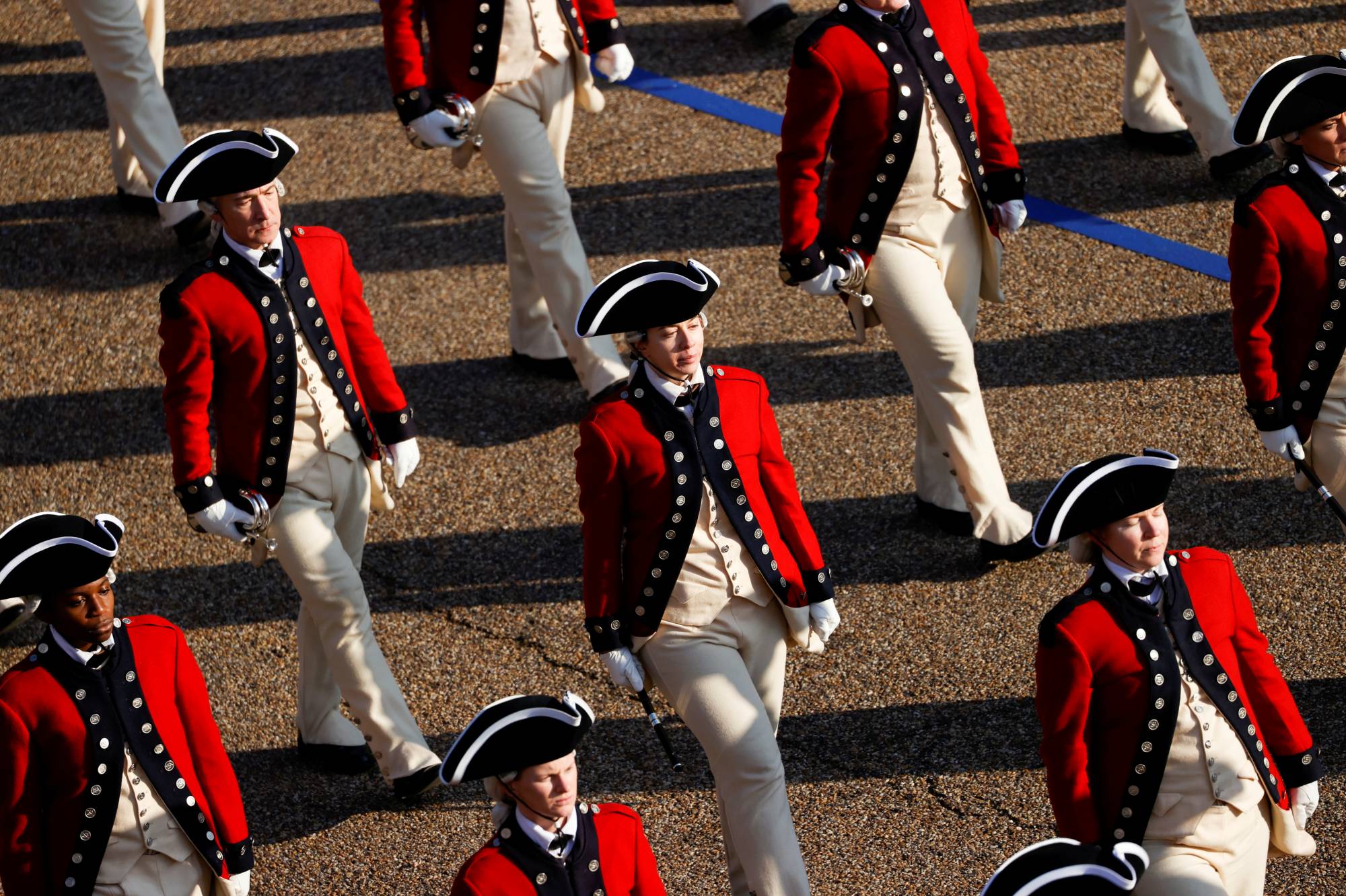 Members of the U.S. Army Old Guard Fife and Drum Corps take part in the Inauguration Day parade for U.S. President Joe Biden in Washington on Wednesday. | Reuters