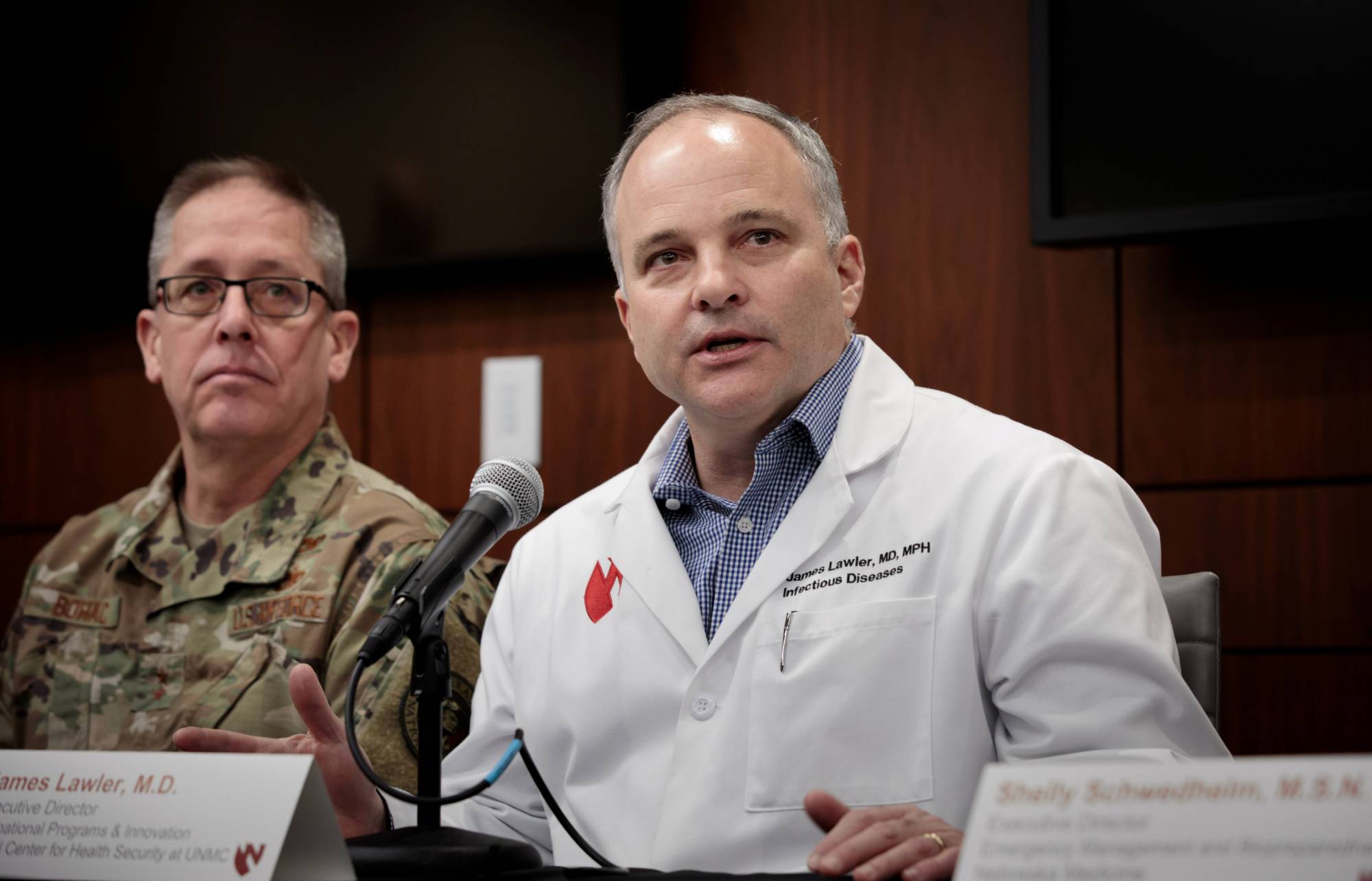 Dr. James Lawler, a pandemic response expert at the University of Nebraska Medical Center, speaks at a news conference on Feb. 6 last year. | Nebraska Medicine / via Reuters