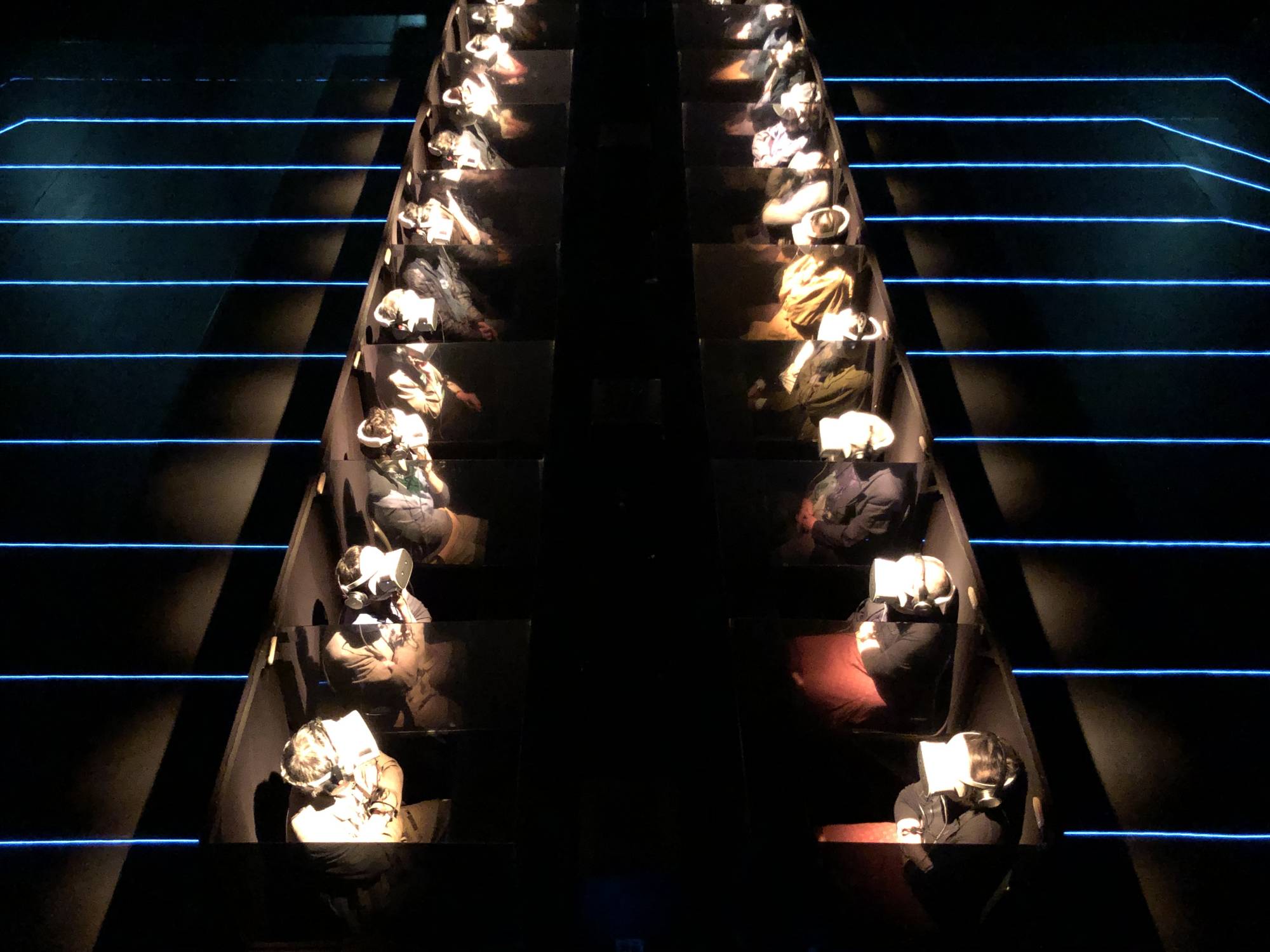 Look into the future: A sign of things to come in the world of performing arts, director Kuro Tanino’s virtual reality production, “Dark Master VR,” plays with the audience’s senses of sight, taste and smell to create an immersive theater experience. | KEIZO MAEDA