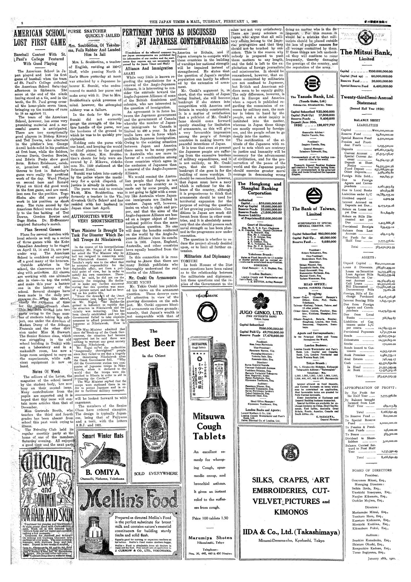 1921 | THE JAPAN TIMES 