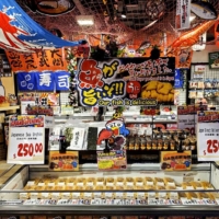 In this supplied photo, marine products such as sea urchin shipped from Japan are sold at a store in Hong Kong. | KYODO

