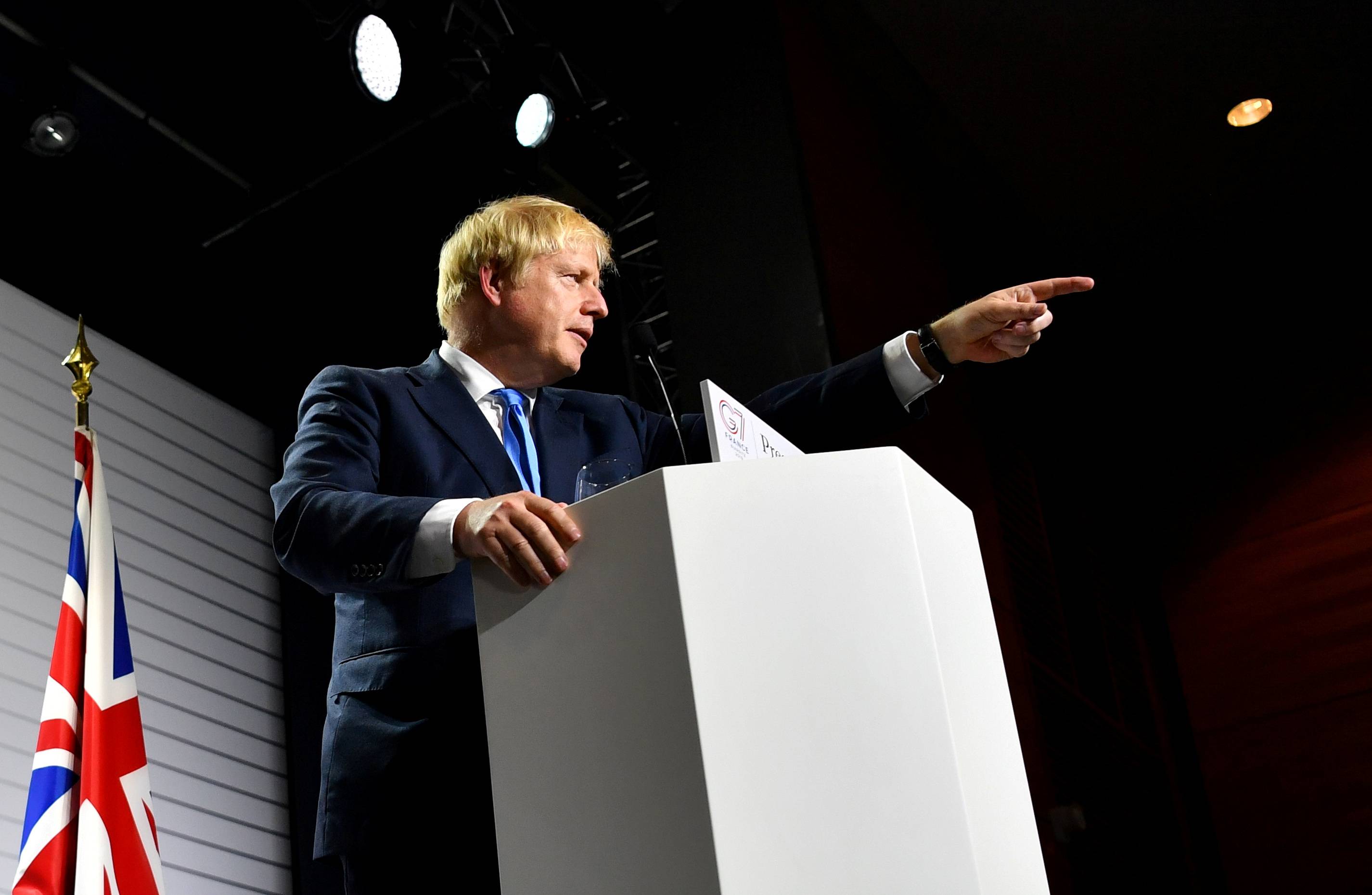 Britain's Prime Minister Boris Johnson speaks at a news conference at the end of the G7 summit in Biarritz, France, in August 2019. The 2021 meeting, due to take place this coming June, will be chaired by Britain. |  REUTERS 