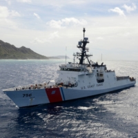 The crew of the U.S. Coast Guard cutter Kimball transits past Diamond Head on the Hawaiian island of Oahu in August 2019.  | U.S. COAST GUARD
