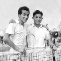 Atsushi Miyagi (left), who won the U.S. Open men\'s doubles tournament with Kosei Kamo in 1955, died Wednesday at 89. | KYODO
