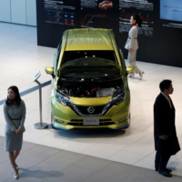 A Nissan Note, which uses the carmaker\'s e-Power system, in the showroom at the carmaker\'s headquarters in Yokohama | REUTERS