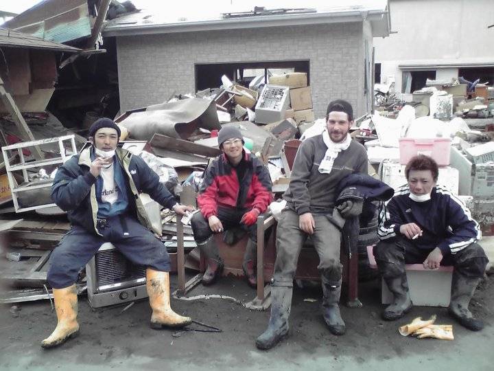 Cleanup crew: Matthew Ketchum (third from left) joined his friend's makeshift group to help clear his adopted hometown of rubble following the Great East Japan Earthquake.  | COURTESY OF MATTHEW KETCHUM