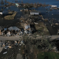 Destroyed homes are seen on Oct. 10 in Cameron, Louisiana, in the aftermath of Hurricane Delta. | REUTERS