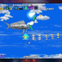 Big fish to fry: Darius Cozmic Revelation is a collection of Darius\' 3D polygon games in which players shoot at flying robotic fish. | © TAITO CORPORATION 1986, 2020 ALL RIGHTS RESERVED.
