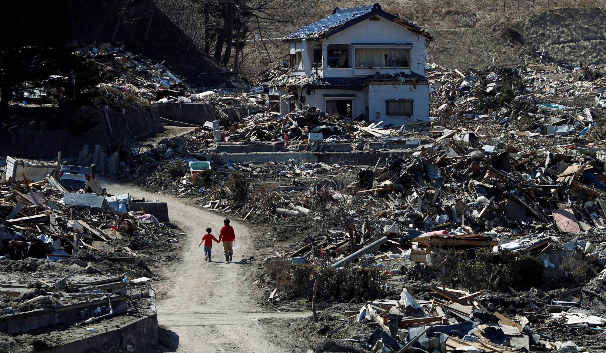 The earthquake- and tsunami-damaged area of Miyako, Iwate Prefecture, in April 2011.  | REUTERS