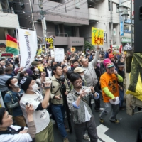 Make some noise: Rankin Taxi led one of the first anti-nuclear demonstrations in Tokyo\'s Koenji neighborhood after the triple disaster of 2011. | JAMES HADFIELD
