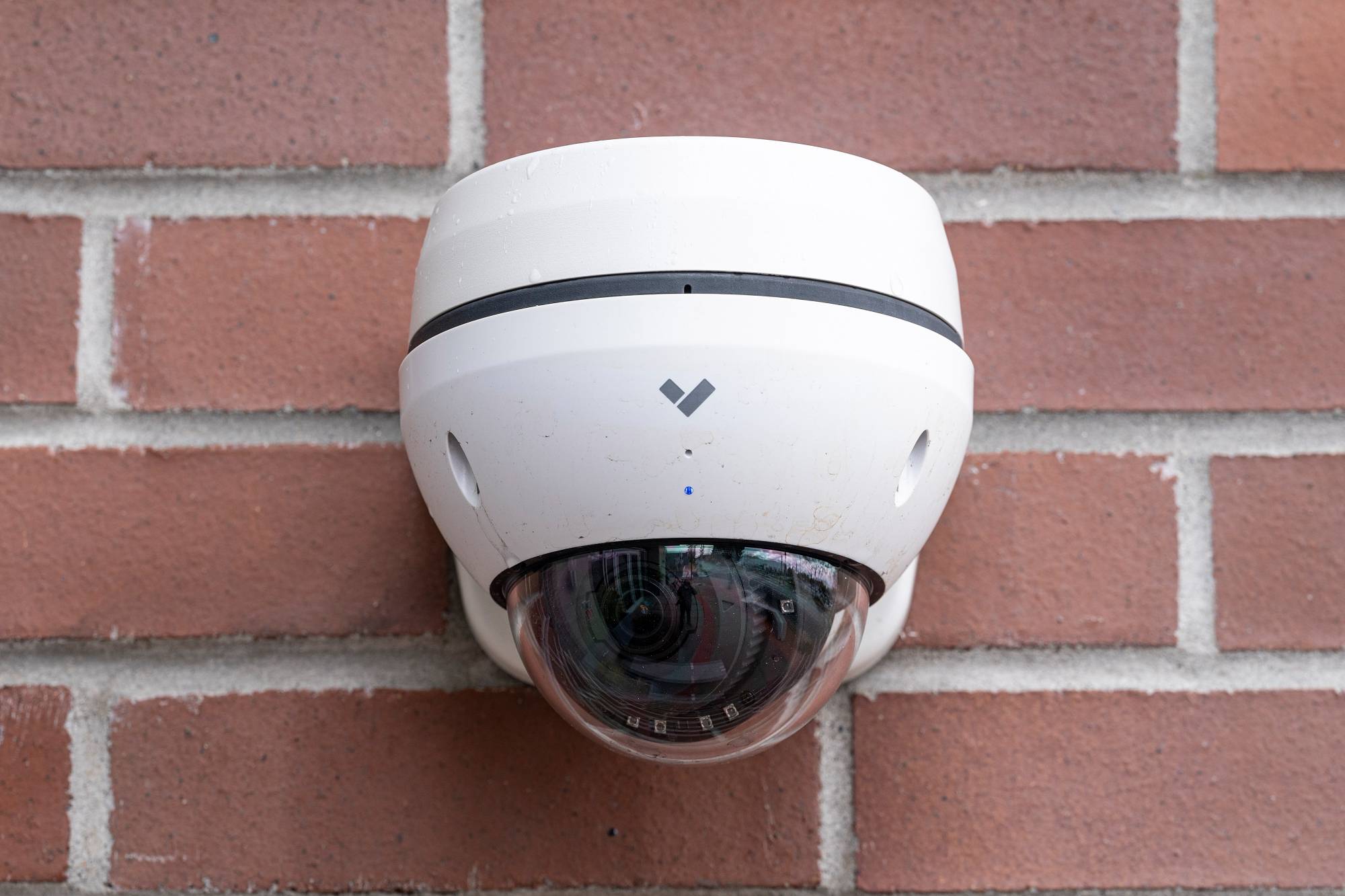 A Verkada Inc. security camera on the company's headquarters in San Mateo, California on March 10. | BLOOMBERG