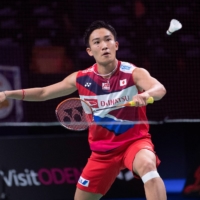 Kento Momota hits a shot against Wong Wing Ki Vincent during the Danisa Denmark Open in Odense, Denmark, on Oct. 15, 2019. | REUTERS