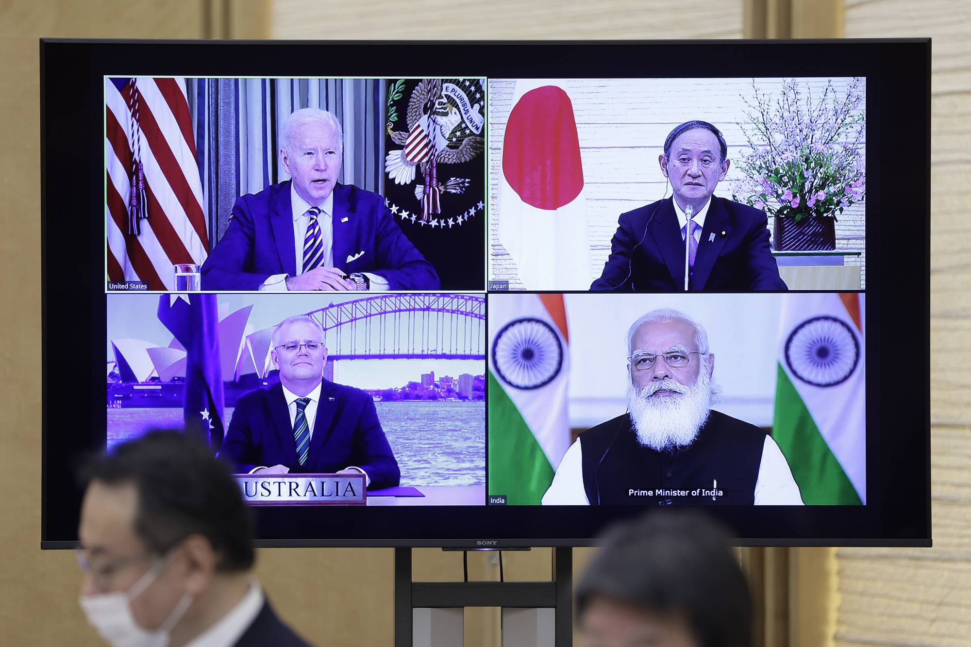 The virtual summit of the four leaders of 'Quad' countries — Japan, Australia, India and the United States — should quiet fears that the forum would be just a talk shop, unable to provide concrete deliverables that would improve Indo-Pacific security. | BLOOMBERG