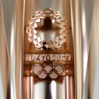 The Tokyo 2020 torch is displayed at the organizing committee office on Friday.  | REUTERS