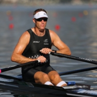 New Zealand\'s Mahe Drysdalewarms up before the men\'s single sculls heats at the 2016 Rio Olympics in Rio de Janeiro. | REUTERS