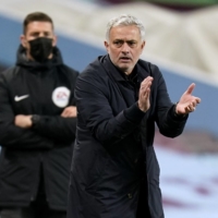 Tottenham\'s Jose Mourinho manages his team during a match against Aston Villa in Birmingham, England, on March 21. | REUTERS