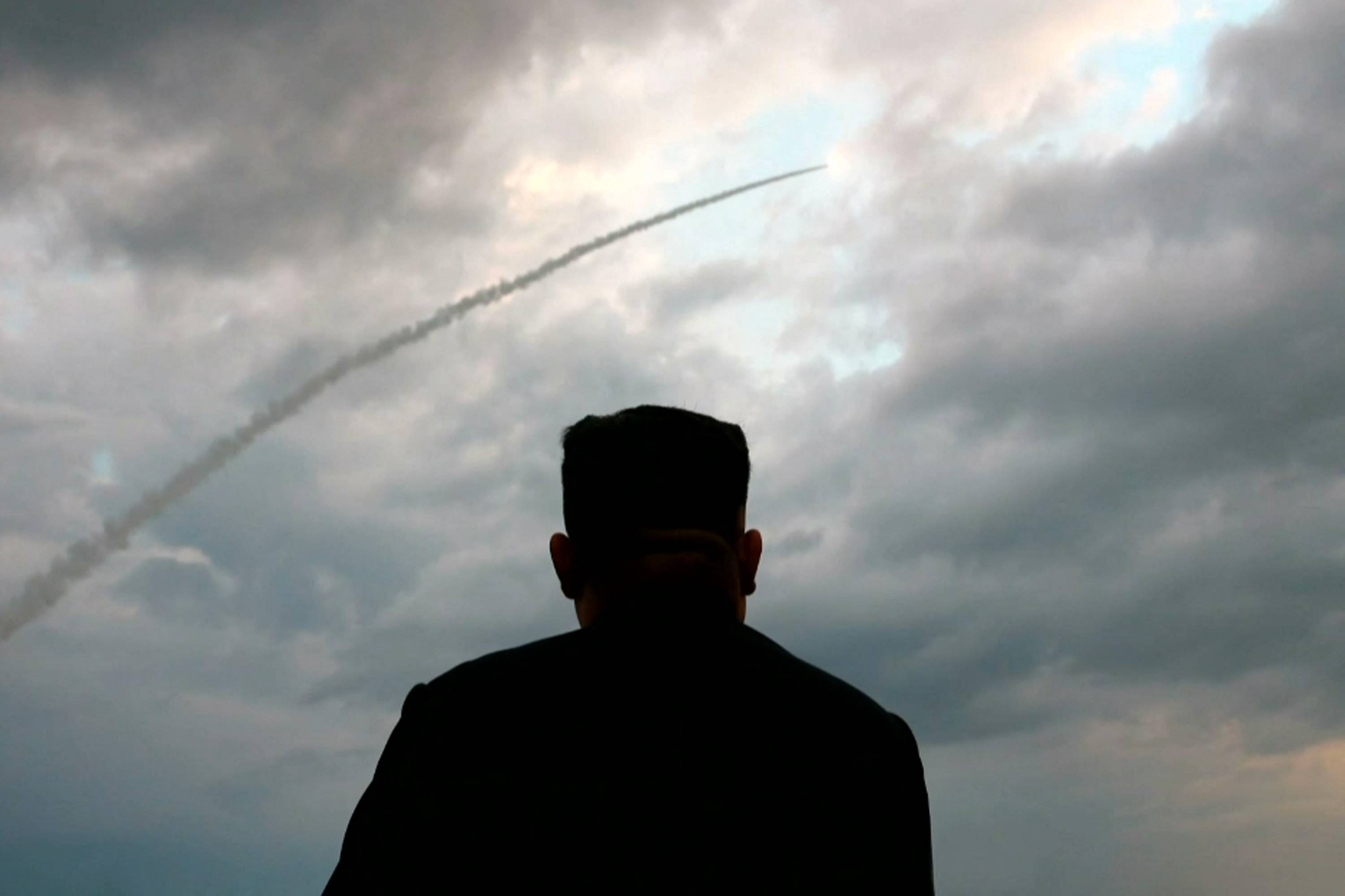 North Korean leader Kim Jong Un watches the launch of a ballistic missile at an unknown location in the nuclear-armed country on July 31, 2019. |  KCTV / VIA AFP-JIJI