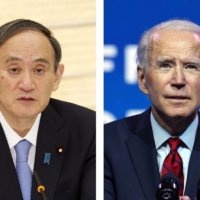 Prime Minister Yoshihide Suga and U.S. President Joe Biden area expected to hold talks in Washington on April 9. | KYODO, GETTY IMAGES / VIA KYODO