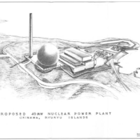 An artist\'s rendering in a 1960 U.S. government report shows a planned nuclear power plant in Okinawa Prefecture. | THE OKINAWA TIMES
