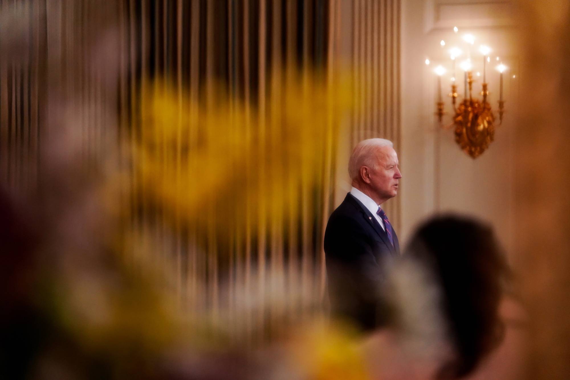 U.S. President Joe Biden speaks at the White House on Friday. | AMR ALFIKY / THE NEW YORK TIMES