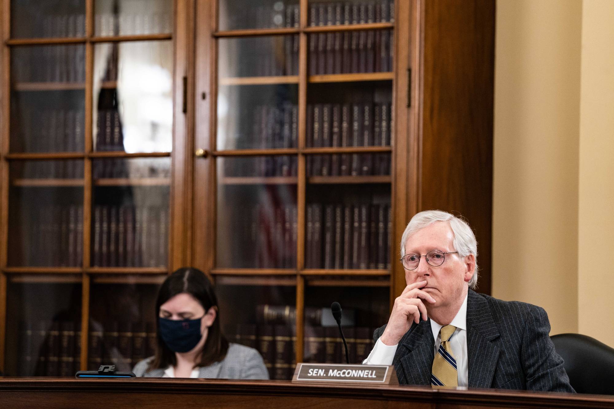 U.S. Sen. Mitch McConnell, the minority leader, during a committee hearing at the Capitol on March 24. | Anna Moneymaker / The New York Times