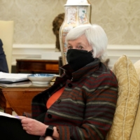 U.S. President Joe Biden meets with Treasury Secretary Janet Yellen in the Oval Office at the White House on Jan. 29. | REUTERS