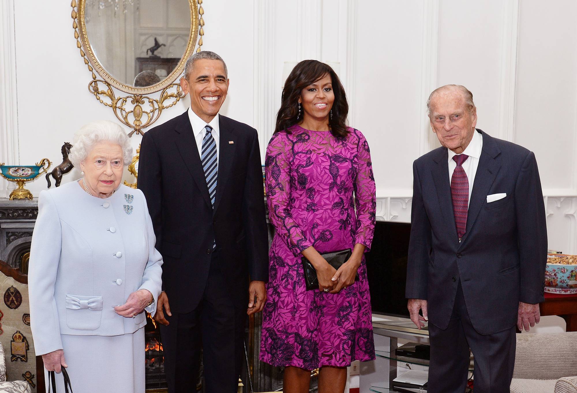 Queen Elizabeth II and the Duke of Edinburgh, with then U.S. President Barack Obama and his wife, Michelle, at Windsor Castle ahead of a private lunch in 2016. | REUTERS