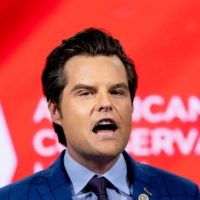 Rep. Matt Gaetz speaks at the Conservative Political Action Conference in Orlando, Florida, on Feb. 26. | ERIN SCHAFF/THE NEW YORK TIMES