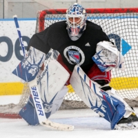 Henrik Lundqvist, seen as a member of the Rangers, participates in a workout at the Madison Square Garden Training Facility in New York on July 13, 2020. | NEW YORK RANGERS / USA TODAY / VIA REUTERS