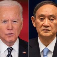 U.S. President Joe Biden will host Prime Minister Yoshihide Suga in Washington on Friday. Suga will be the first foreign leader received at the White House by Biden, who so far has held only virtual meetings with top government officials from other countries. | AFP-JIJI