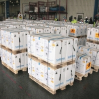 Boxes containing Pfizer Inc.\'s COVID-19 vaccine arrive at Narita Airport in Chiba Prefecture on April 5. | KYODO