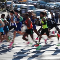 Elite men\'s runners pass through Brooklyn during the New York City Marathon on Nov. 3, 2019. | REUTERS