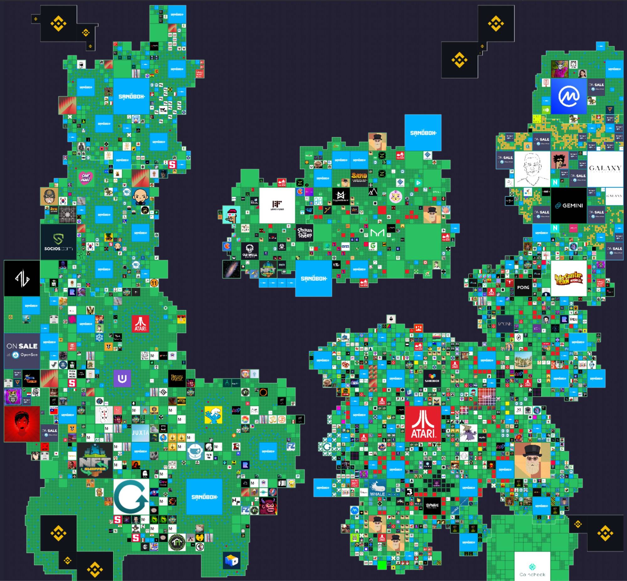 A map of the lands within The Sandbox gaming virtual world | Sandbox / via REUTERS