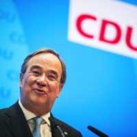 Armin Laschet at a news conference in Berlin on Tuesday | BLOOMBERG 