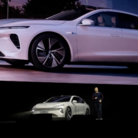 William Li, founder and chief executive officer of Chinese electric-vehicle maker Nio, unveils Nio\'s ET7 sedan at a product launch event in Chengdu, Sichuan province, in January. | REUTERS 