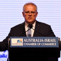 Australia\'s Prime Minister Scott Morrison speaks during an address in Melbourne on Thursday.  | AFP-JIJI