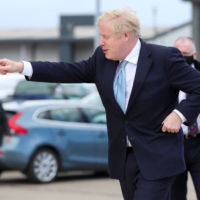 U.K. Prime Minister Boris Johnson visits Jacksons Wharf Marina in Hartlepool following local elections on Friday.  | REUTERS 
