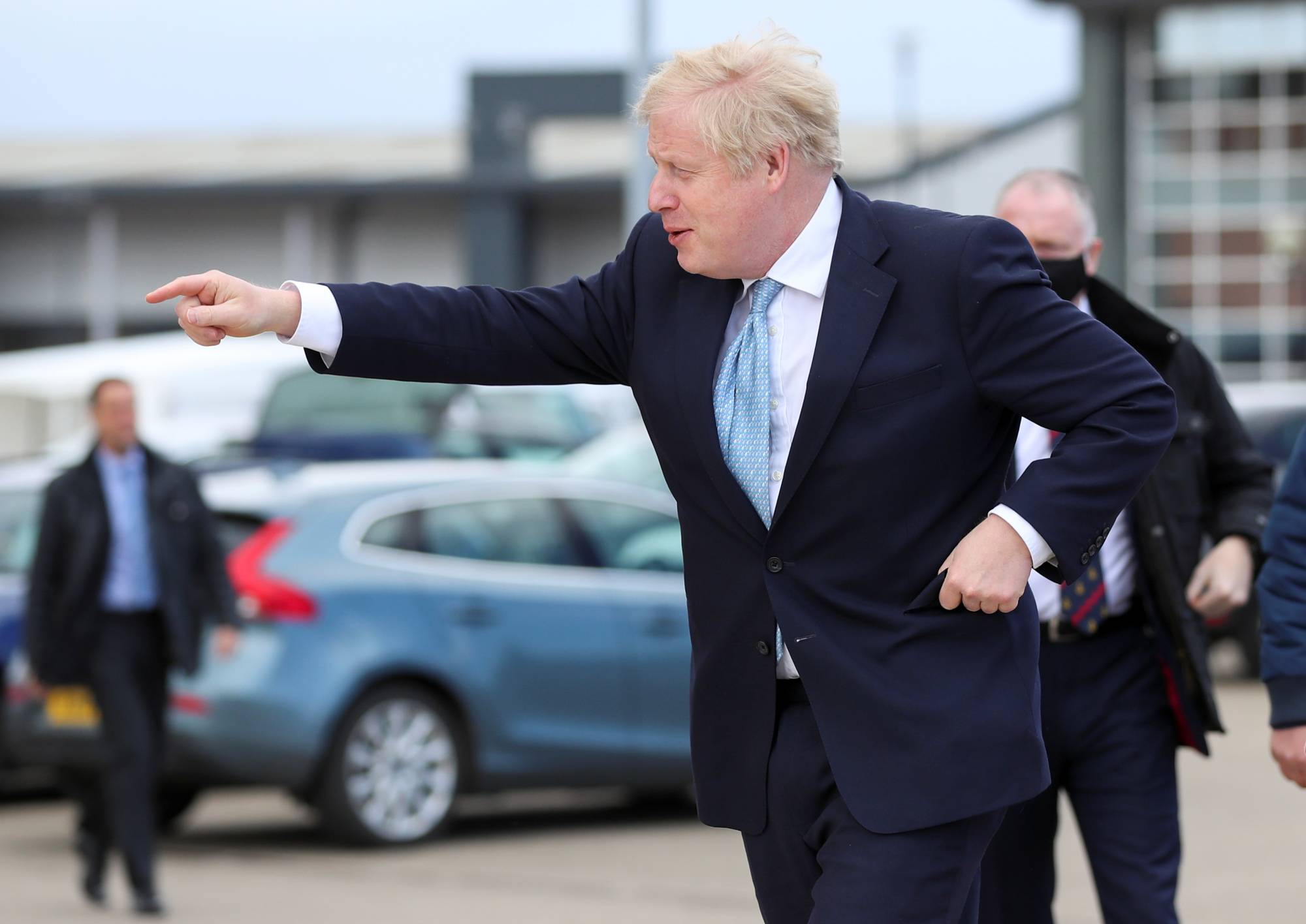U.K. Prime Minister Boris Johnson visits Jacksons Wharf Marina in Hartlepool following local elections on Friday. | Reuters 