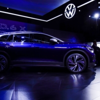 A Volkswagen ID.6 X is displayed ahead of the Shanghai Auto Show in April. | REUTERS 